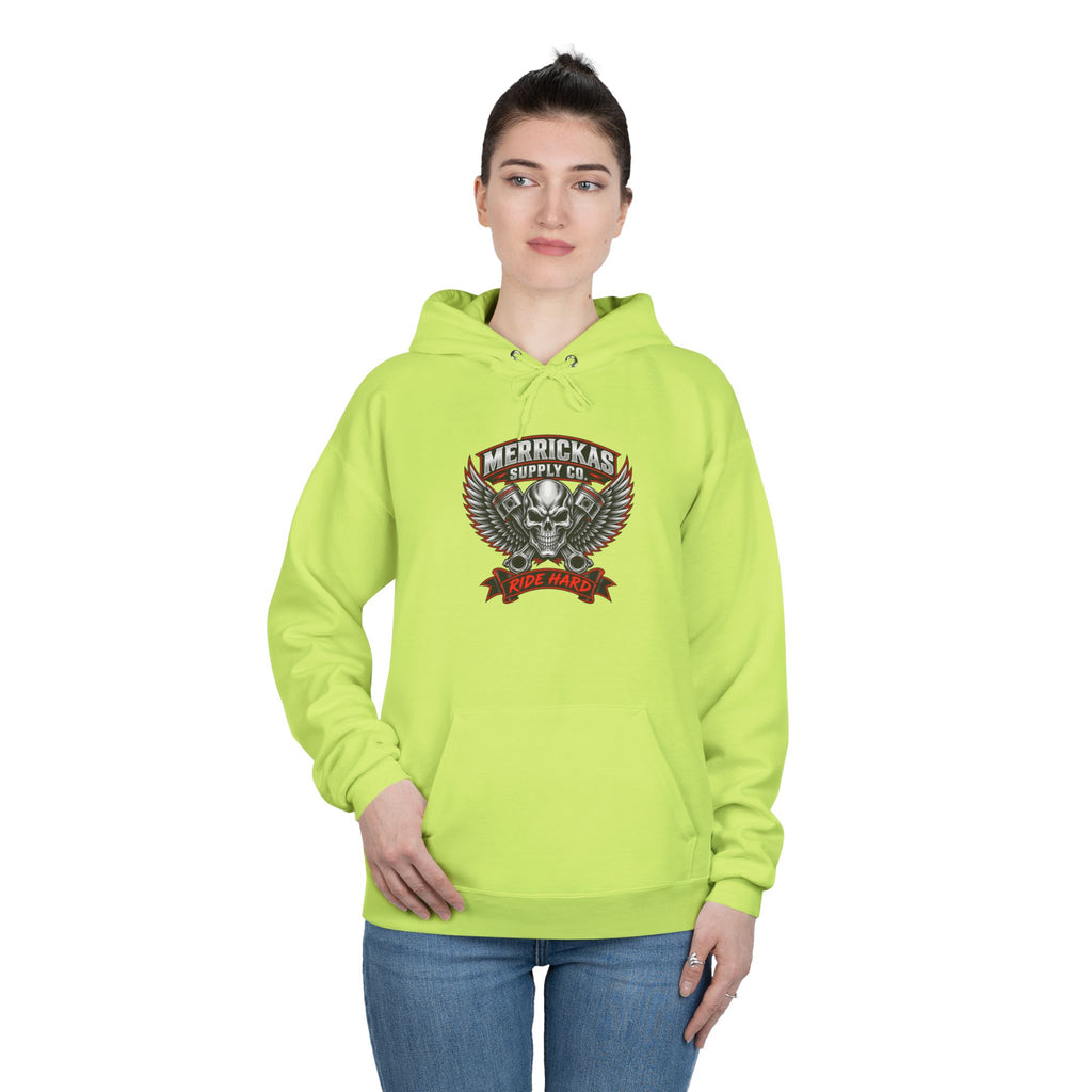 Merrickas Ride Hard Winged Skull Hoodie