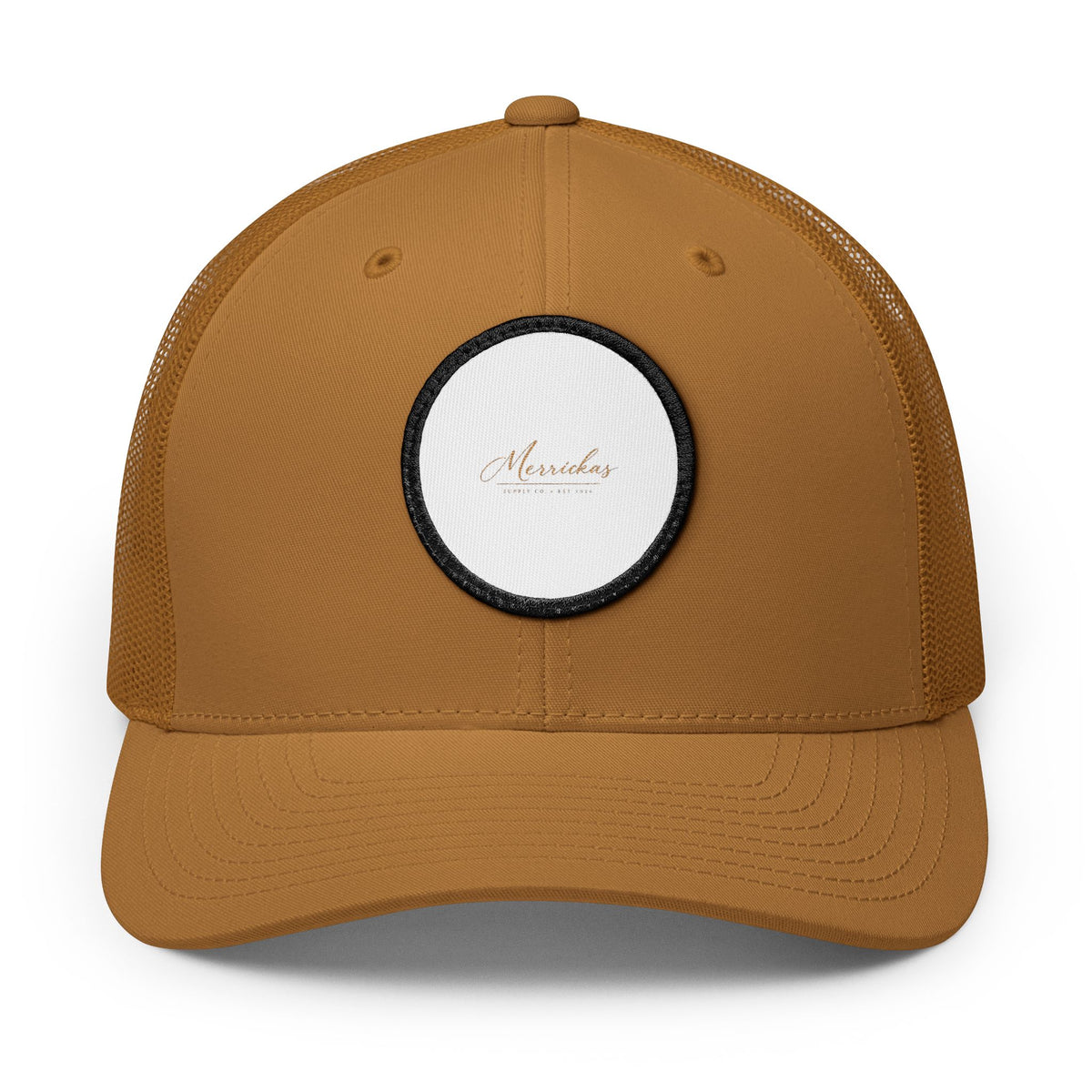 Merrickas Signature Leather Patch Trucker Cap