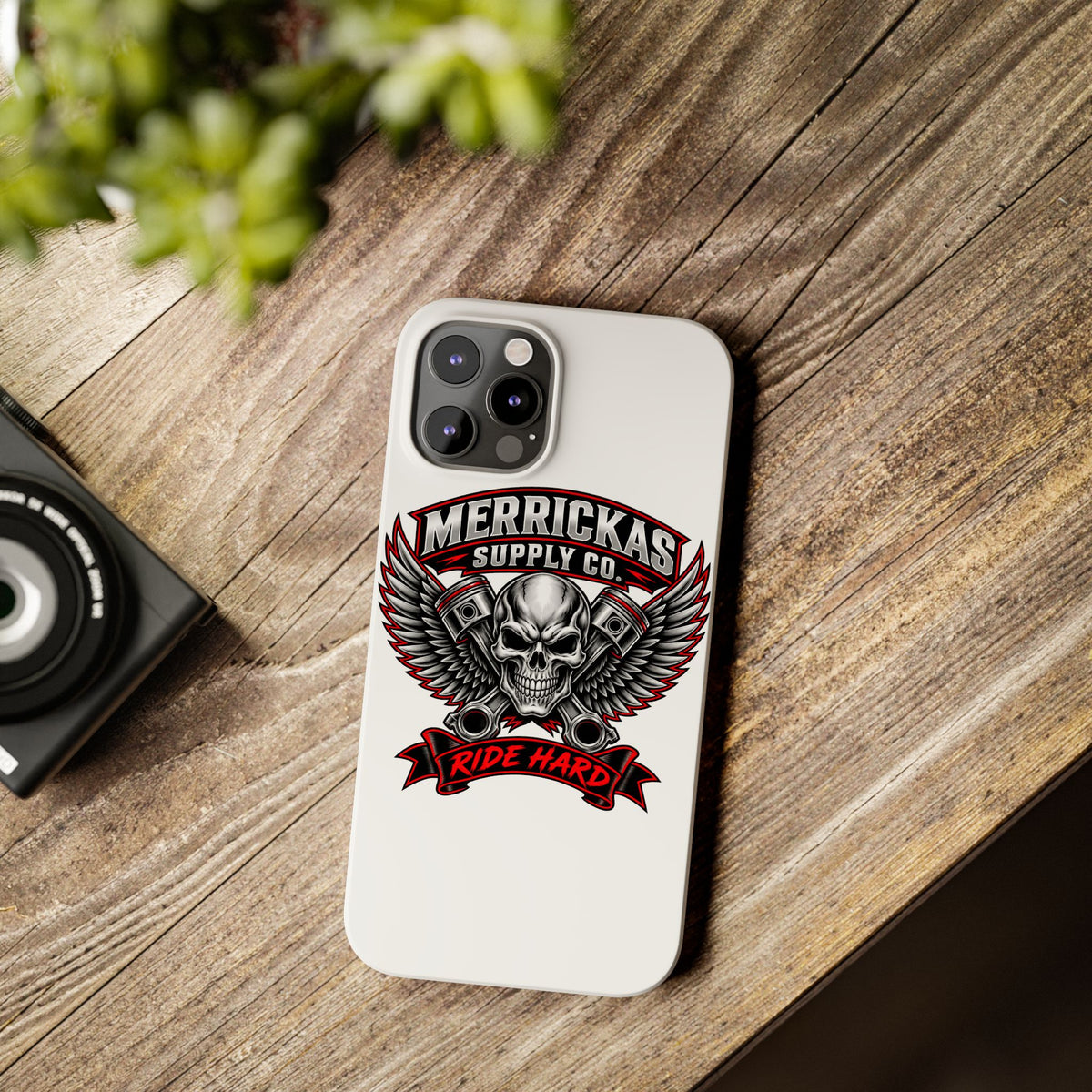Merrickas Ride Hard Winged Skull Phone Case
