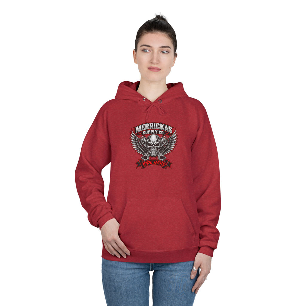 Merrickas Ride Hard Winged Skull Hoodie