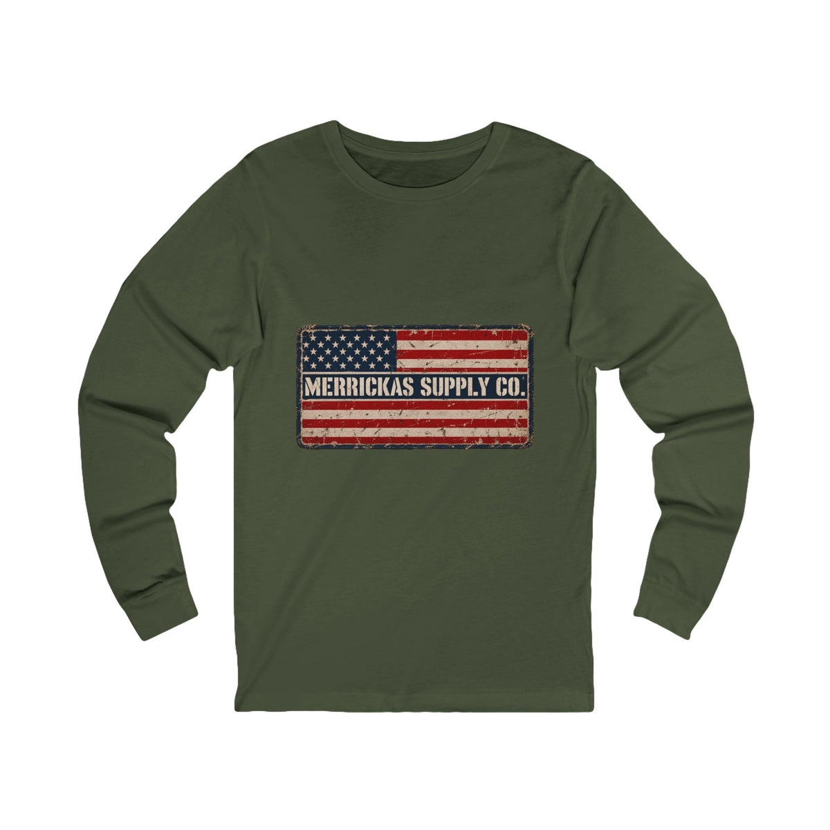 Merrickas American Flag Patch Long Sleeve Tee