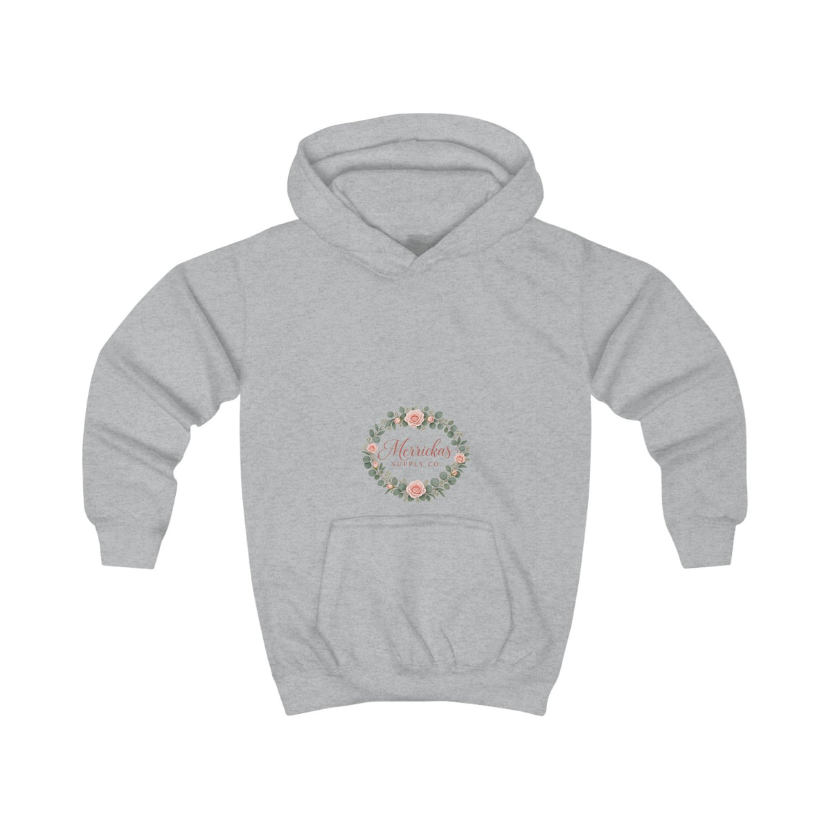 Merrickas Rose Wreath Script Kids' Hoodie