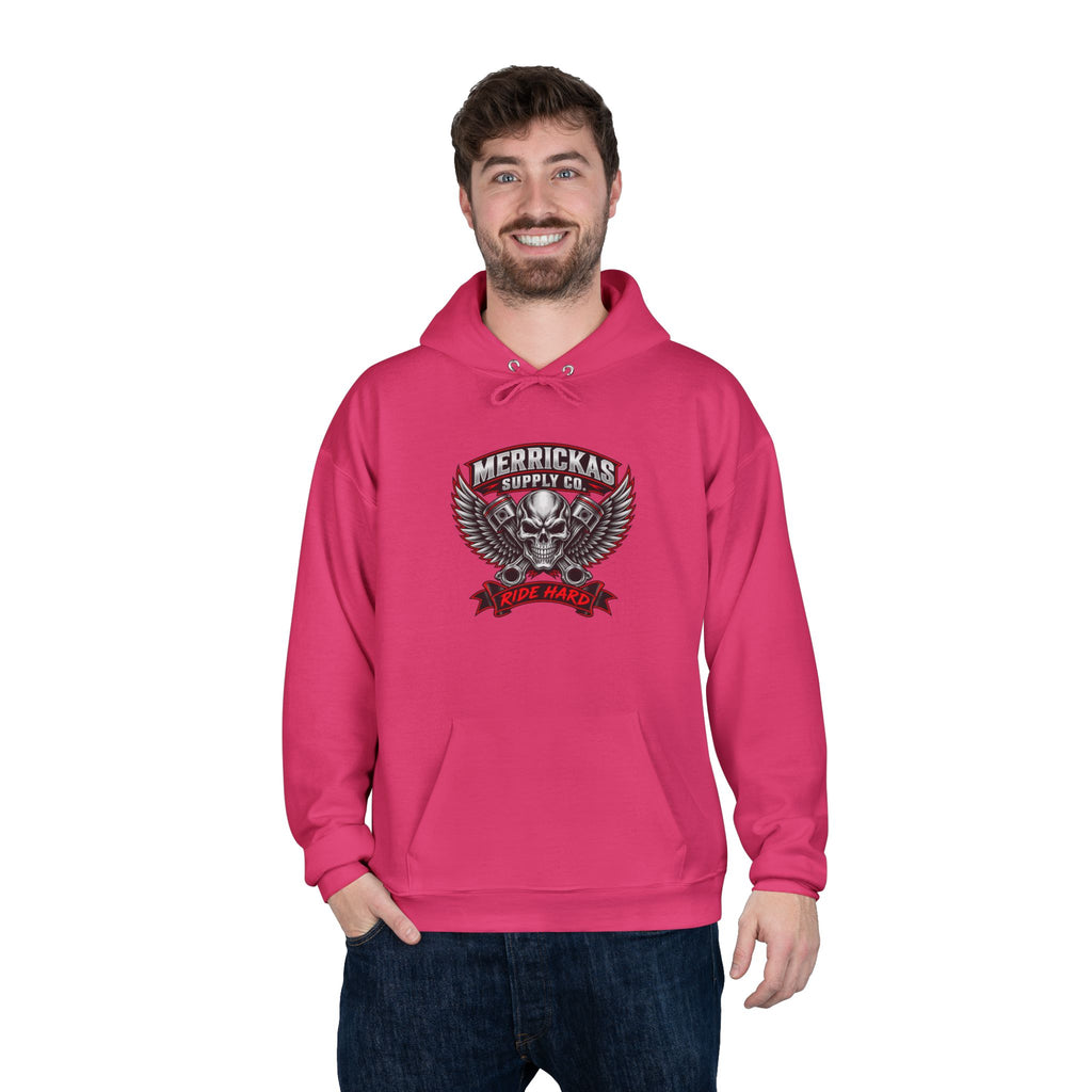 Merrickas Ride Hard Winged Skull Hoodie
