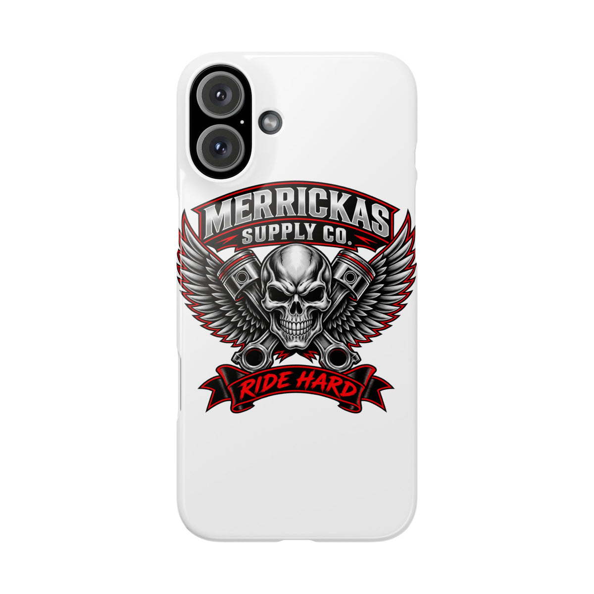 Merrickas Ride Hard Winged Skull Phone Case