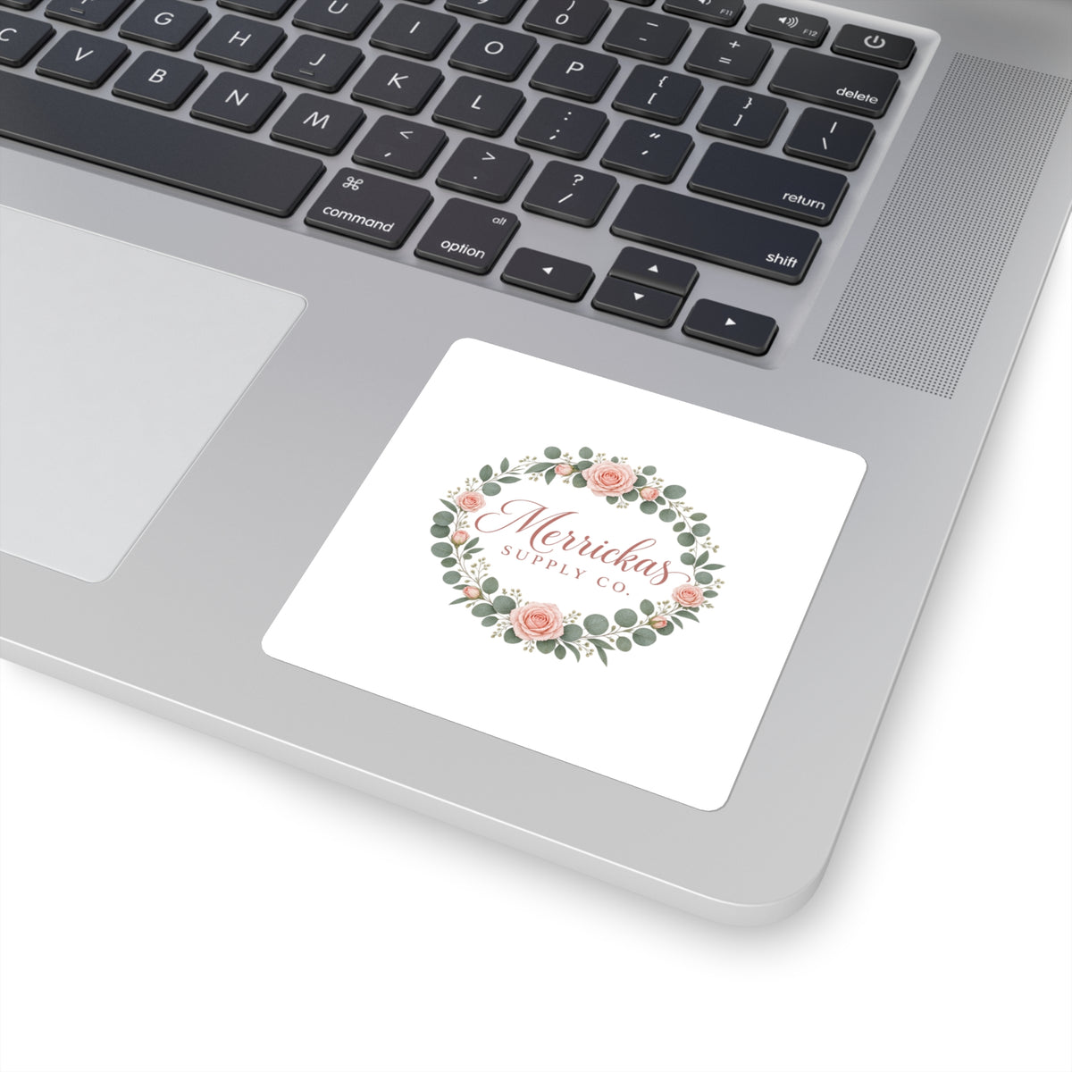 Merrickas Rose Wreath Script Sticker