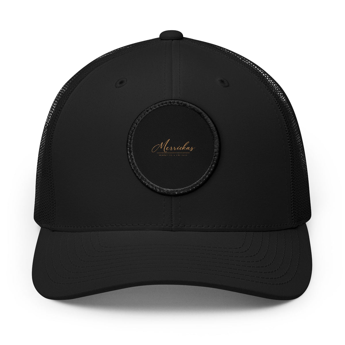 Merrickas Signature Leather Patch Trucker Cap