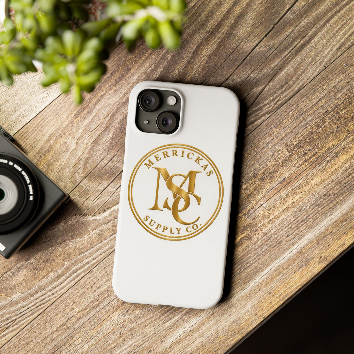 Merrickas Gold MSC Monogram Phone Case