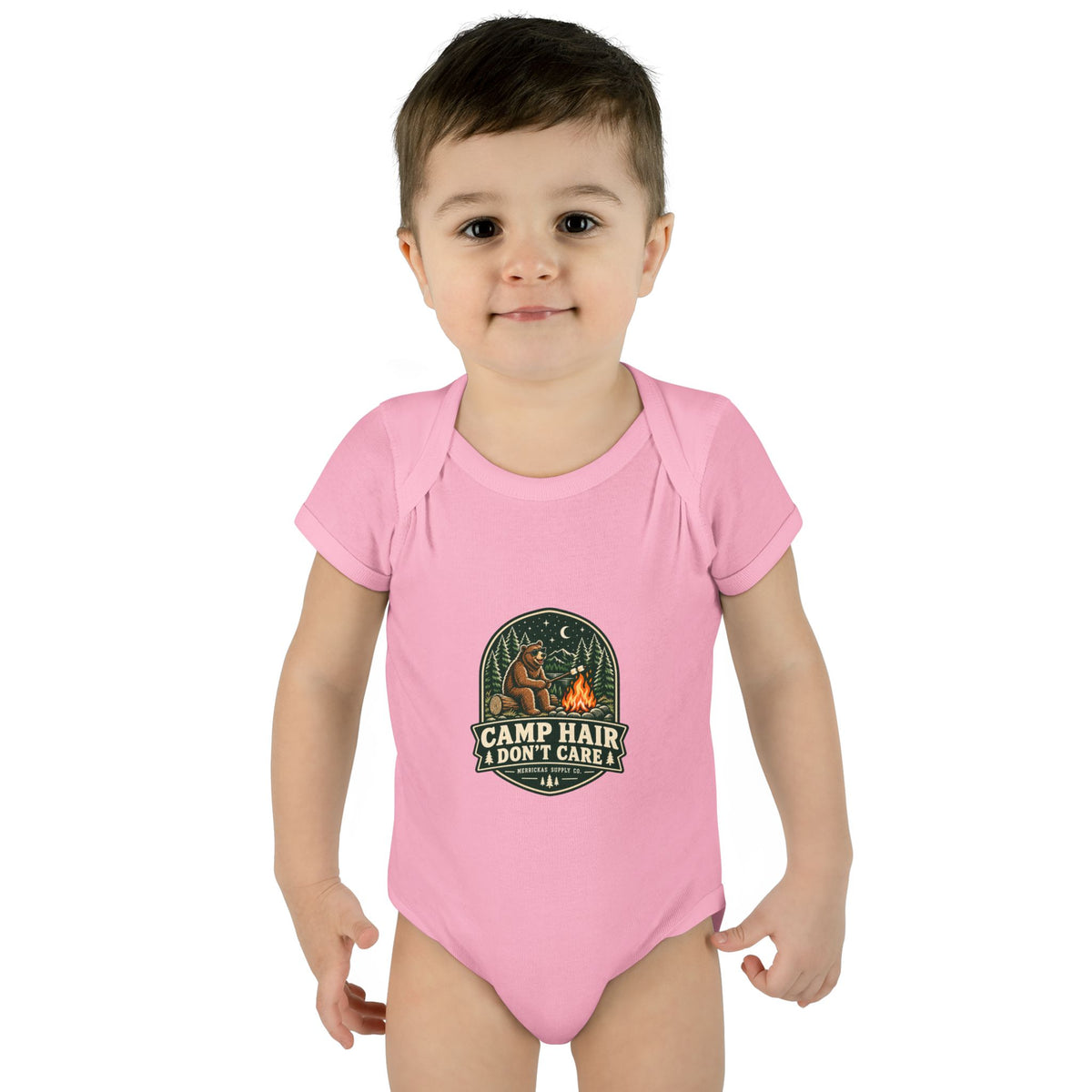 Camp Hair Don't Care Baby Onesie