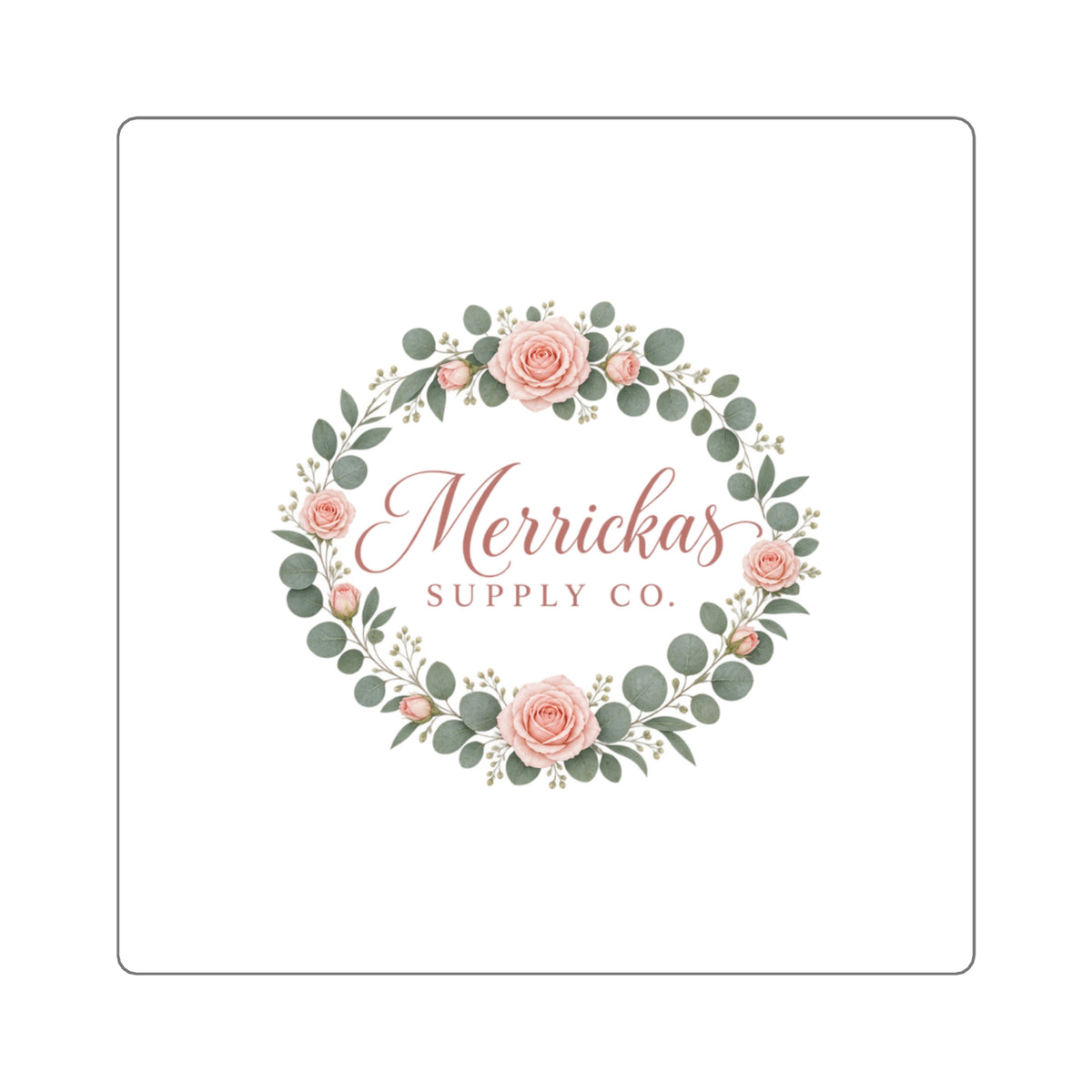 Merrickas Rose Wreath Script Sticker