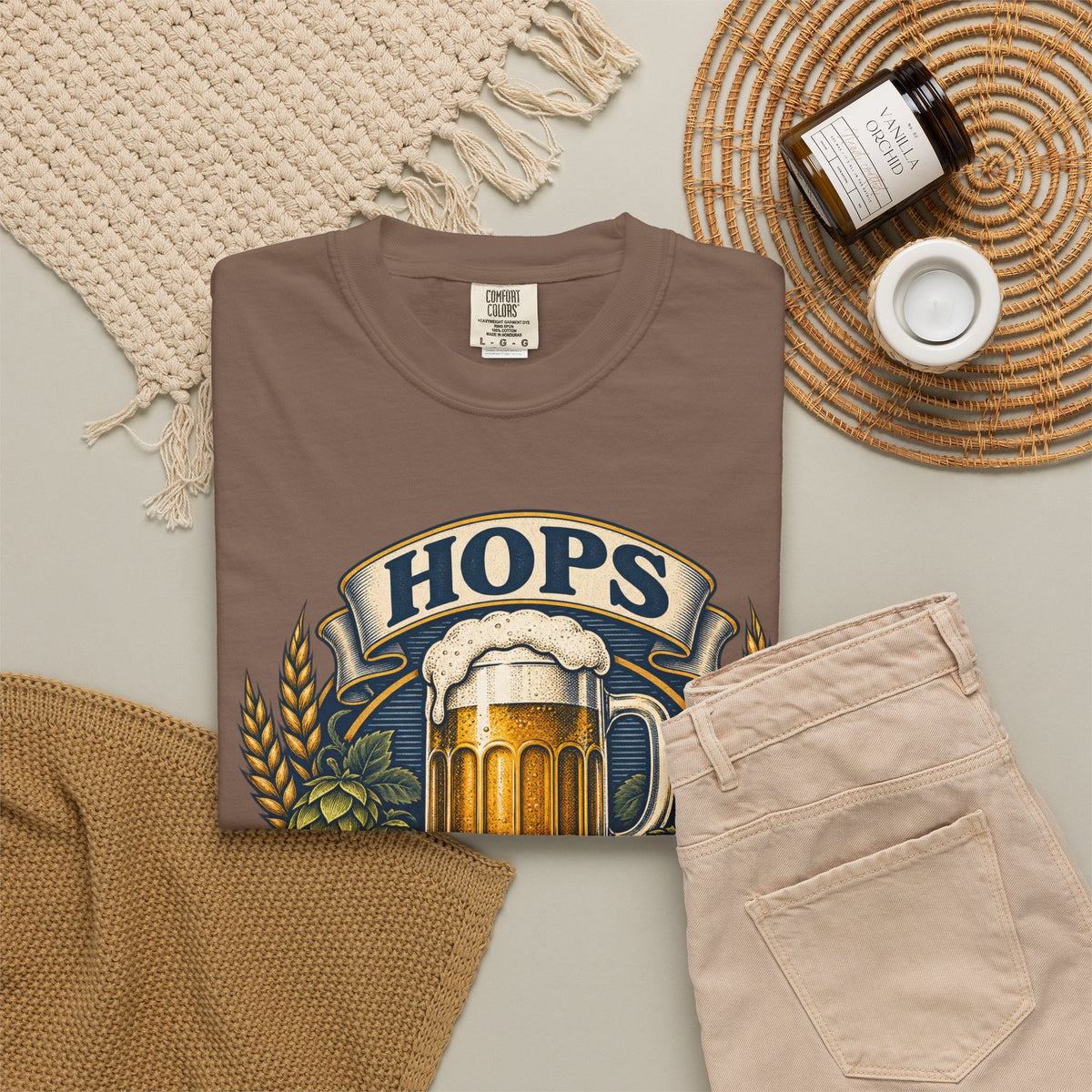 Hops Hope And Happy Hour Garment-Dyed Tee
