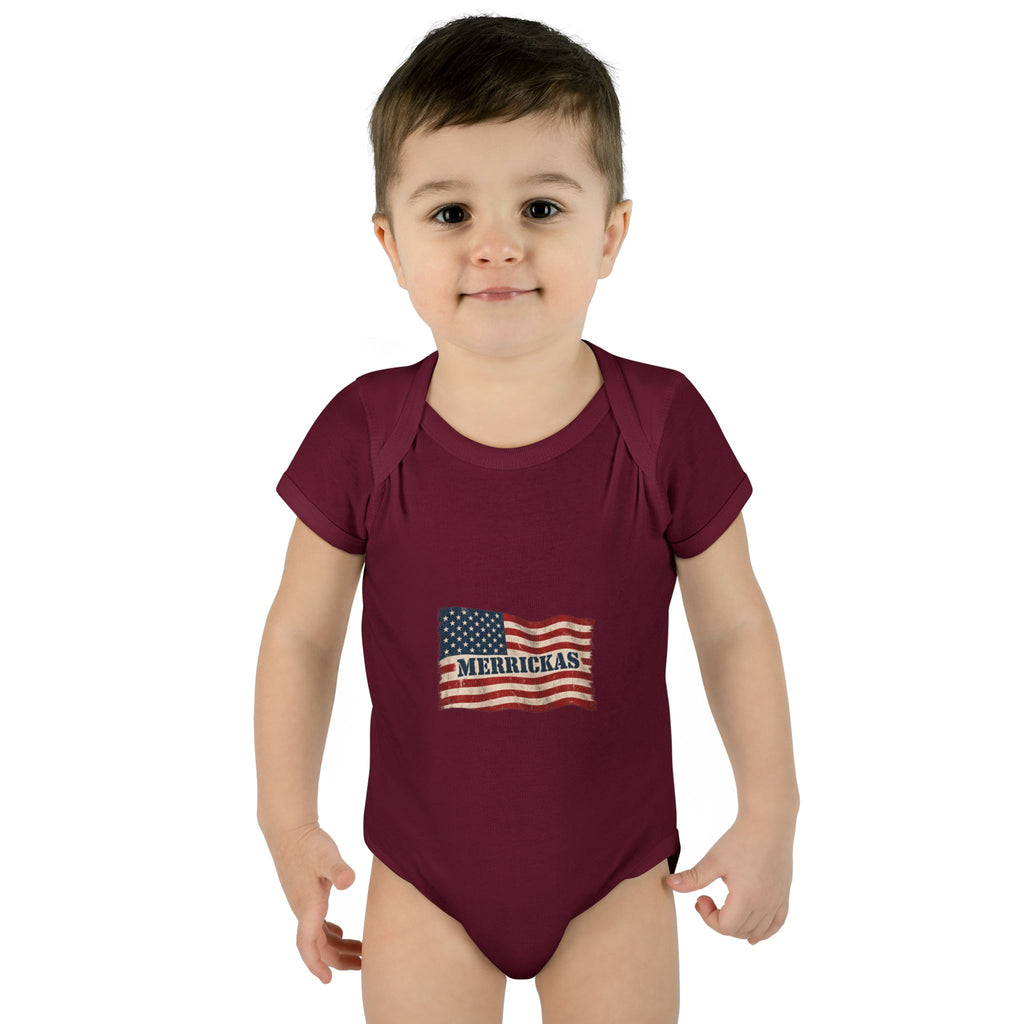 Merrickas Flag Baby Onesie