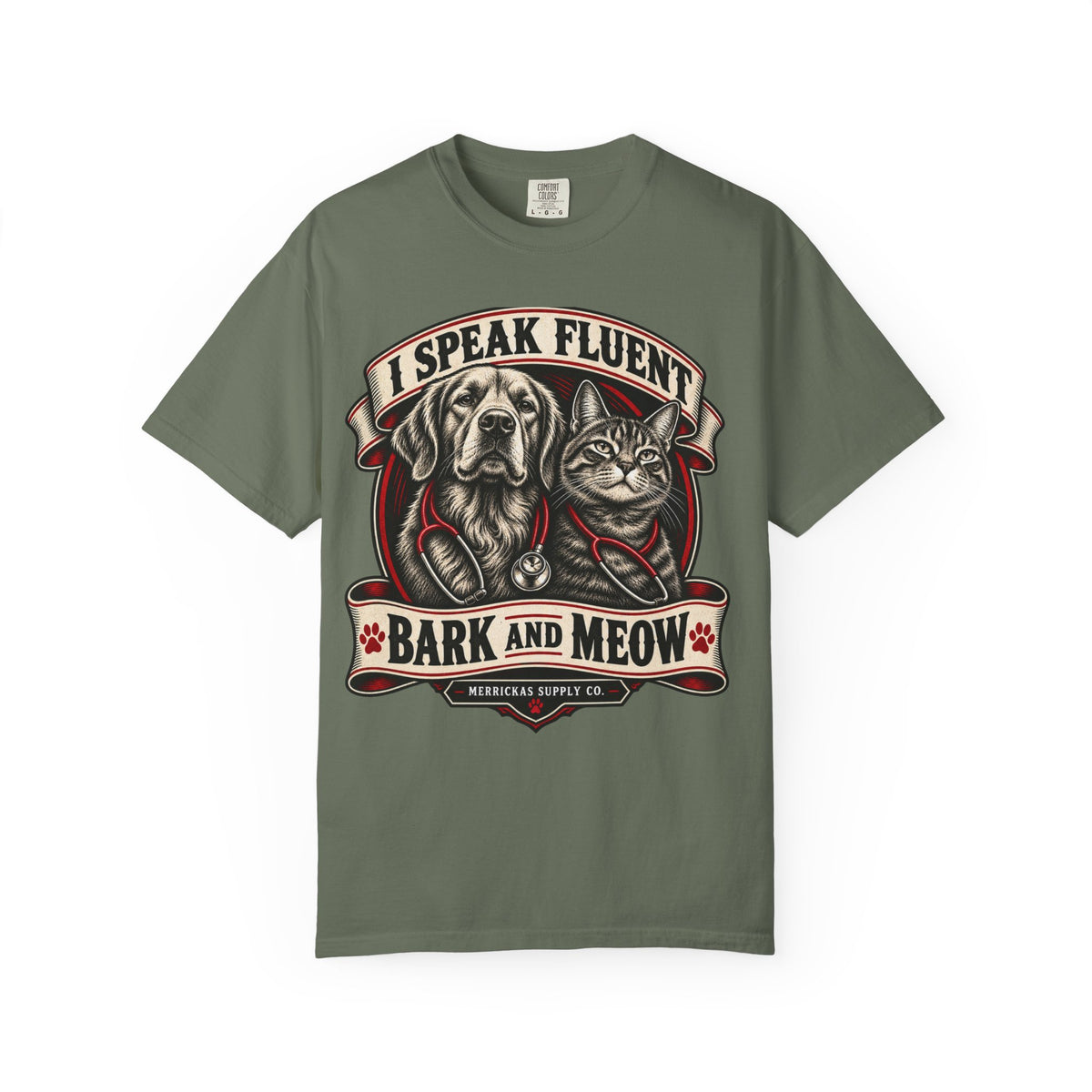 I Speak Fluent Bark And Meow Garment-Dyed Tee