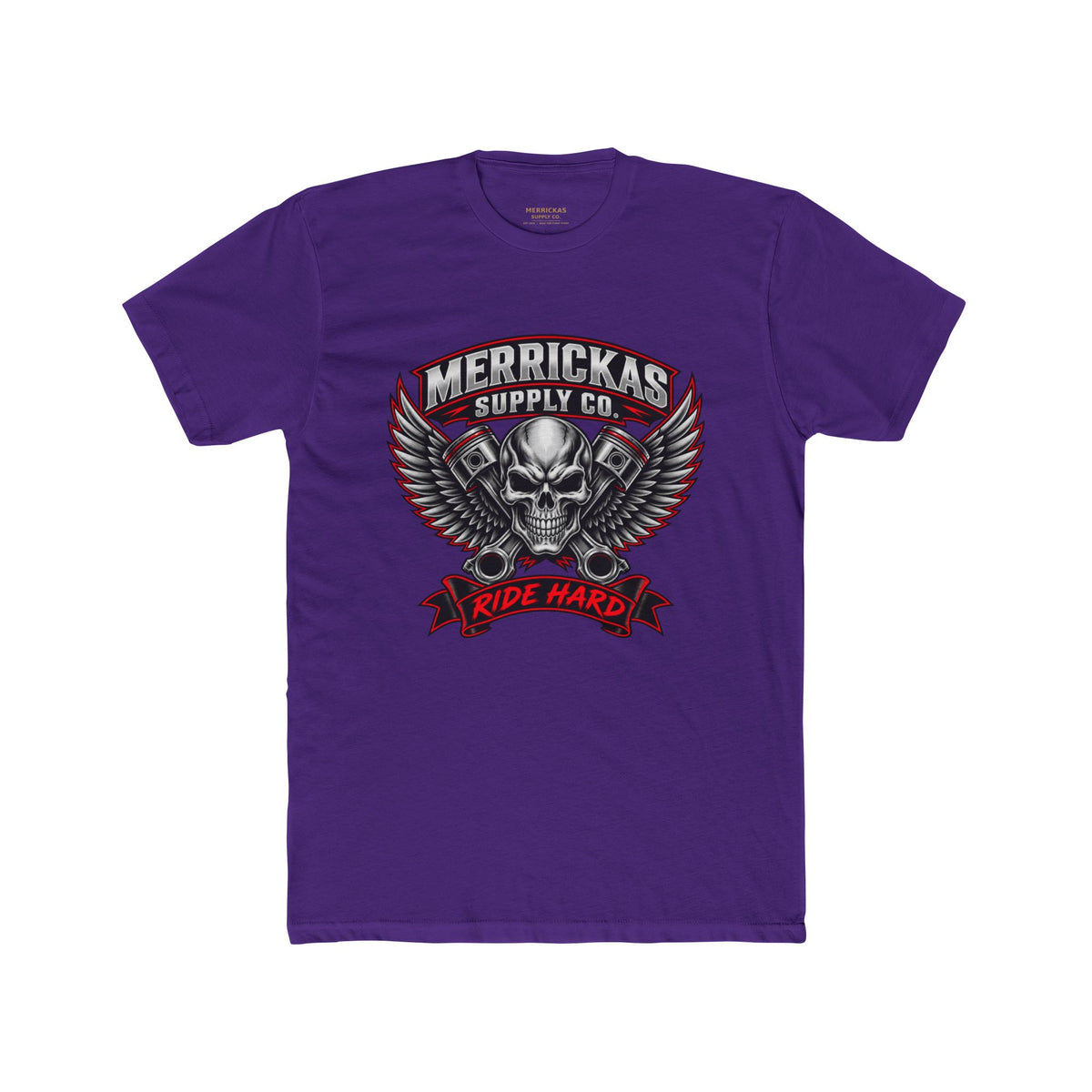 Merrickas Ride Hard Winged Skull T-Shirt