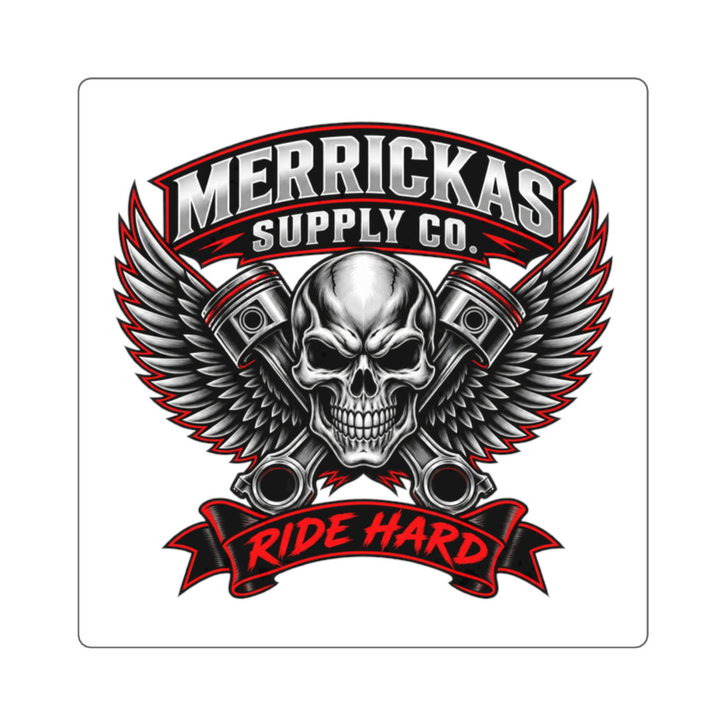 Merrickas Ride Hard Winged Skull Sticker