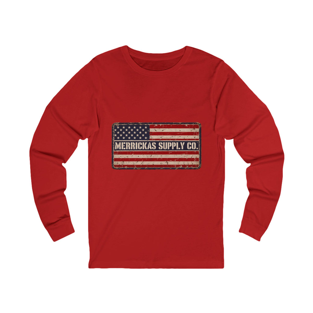 Merrickas American Flag Patch Long Sleeve Tee