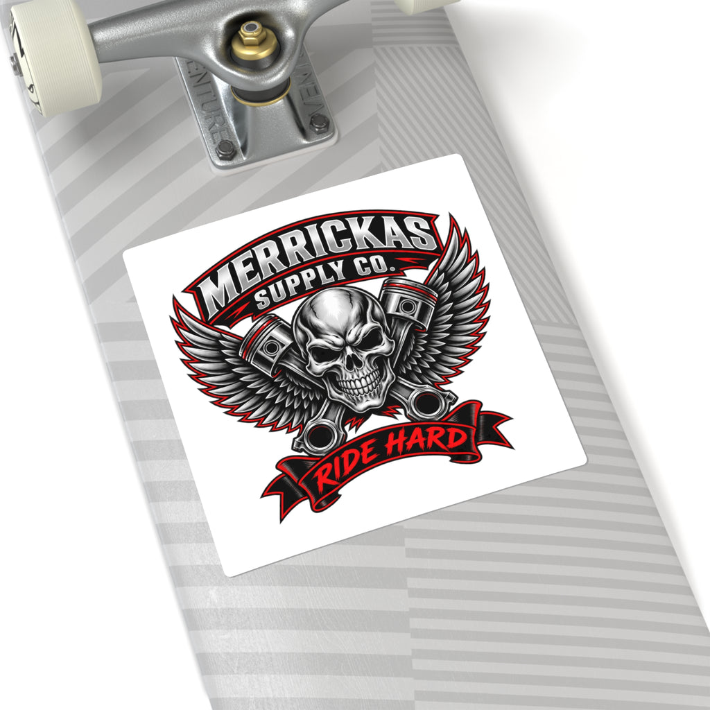 Merrickas Ride Hard Winged Skull Sticker
