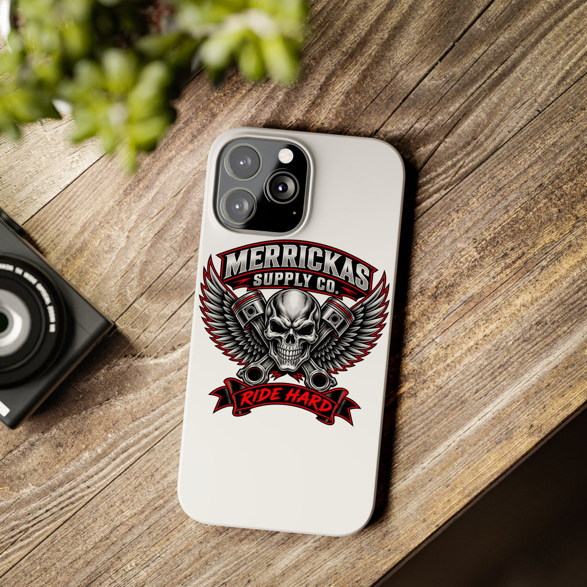 Merrickas Ride Hard Winged Skull Phone Case