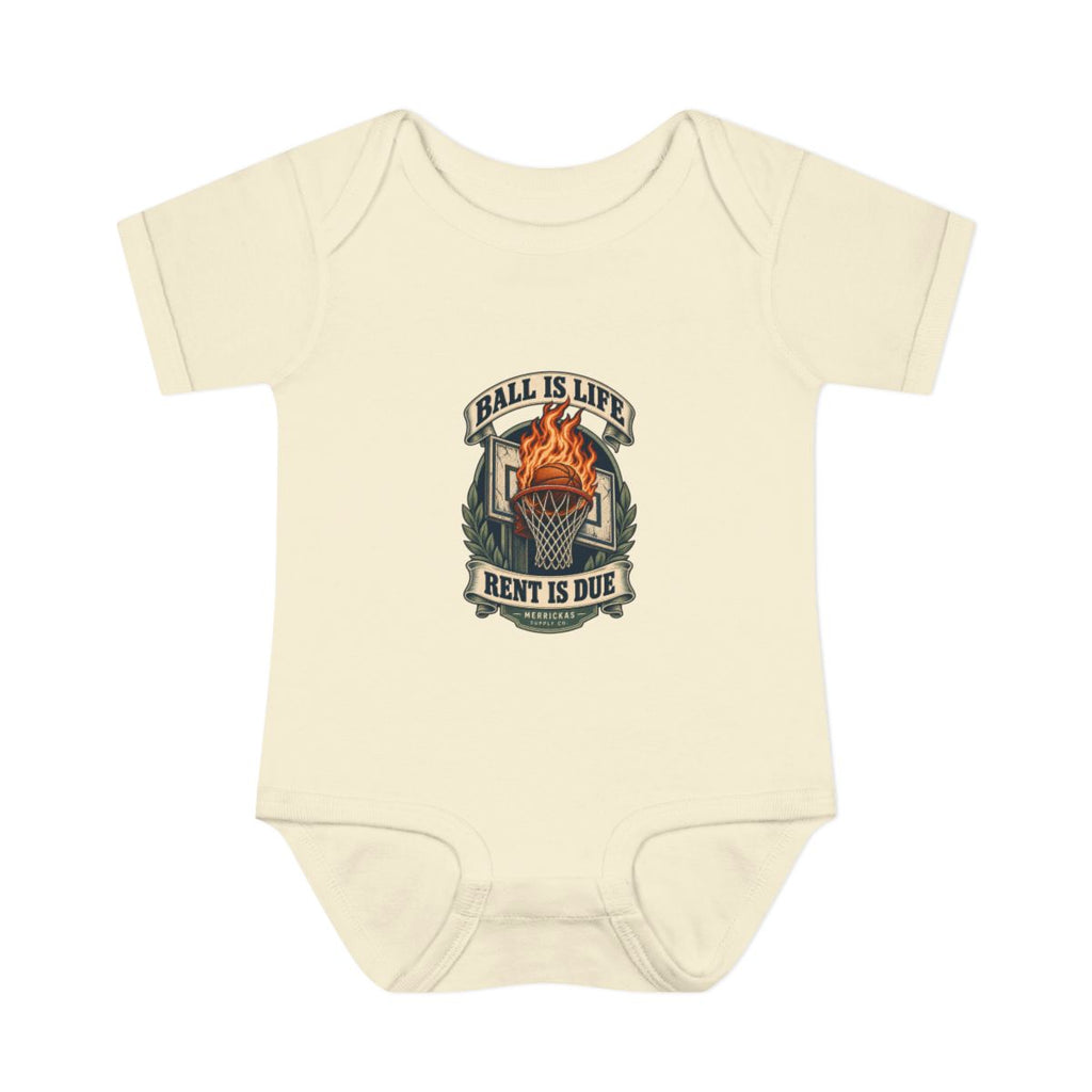 Ball Is Life Rent Is Due Baby Onesie