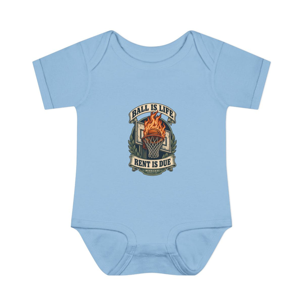 Ball Is Life Rent Is Due Baby Onesie