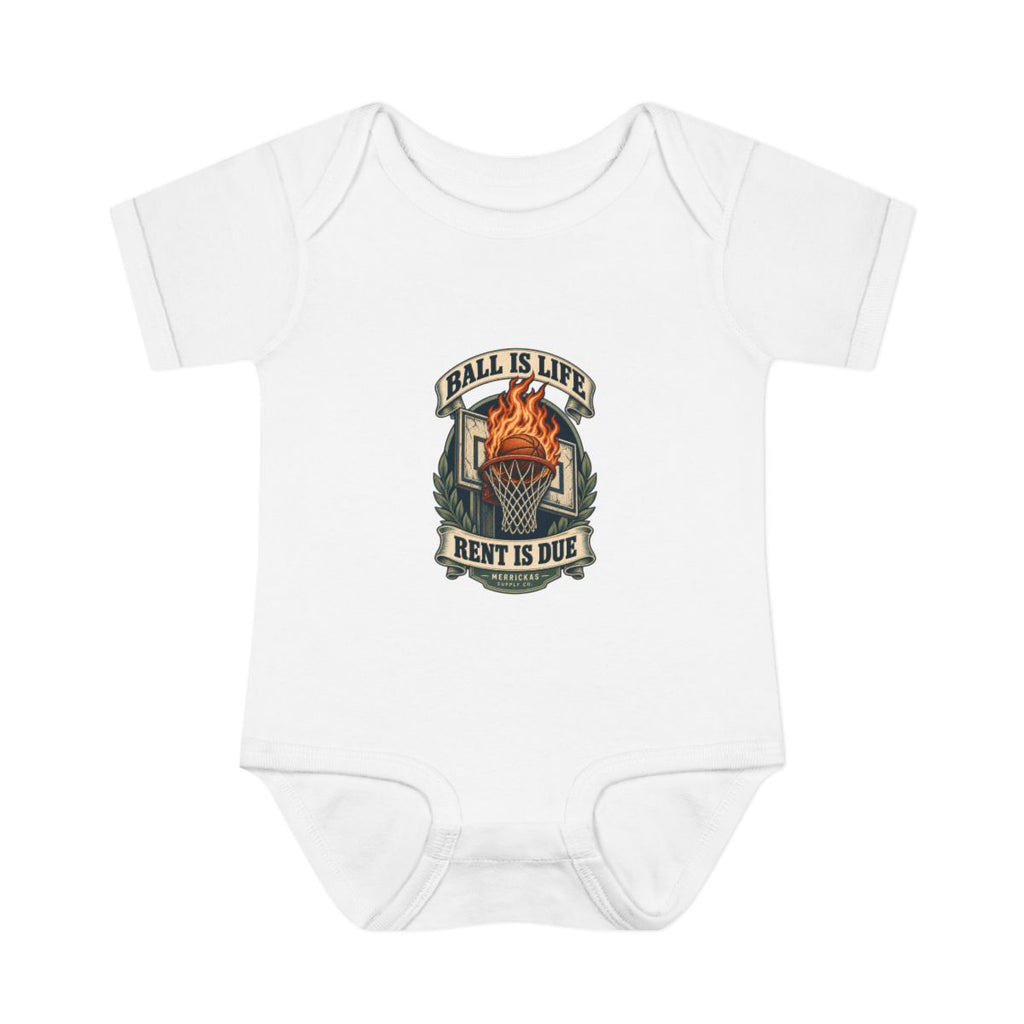 Ball Is Life Rent Is Due Baby Onesie