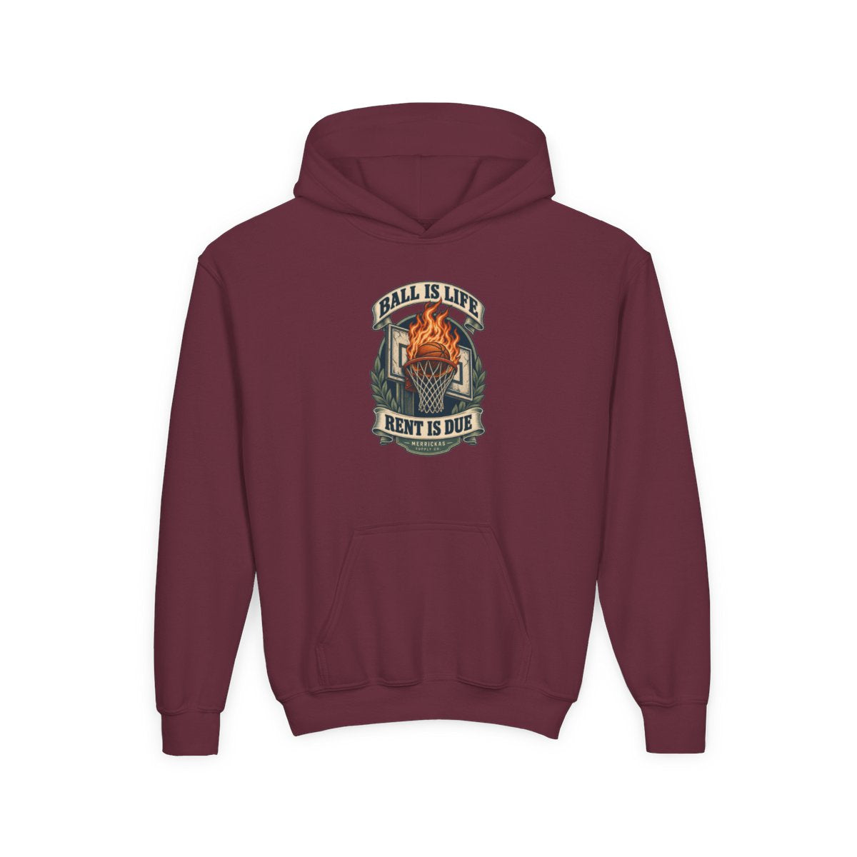 Ball Is Life Rent Is Due Youth Hoodie