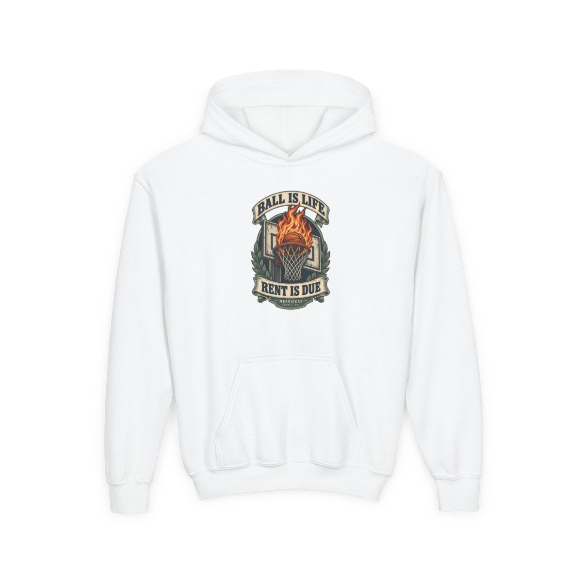 Ball Is Life Rent Is Due Youth Hoodie