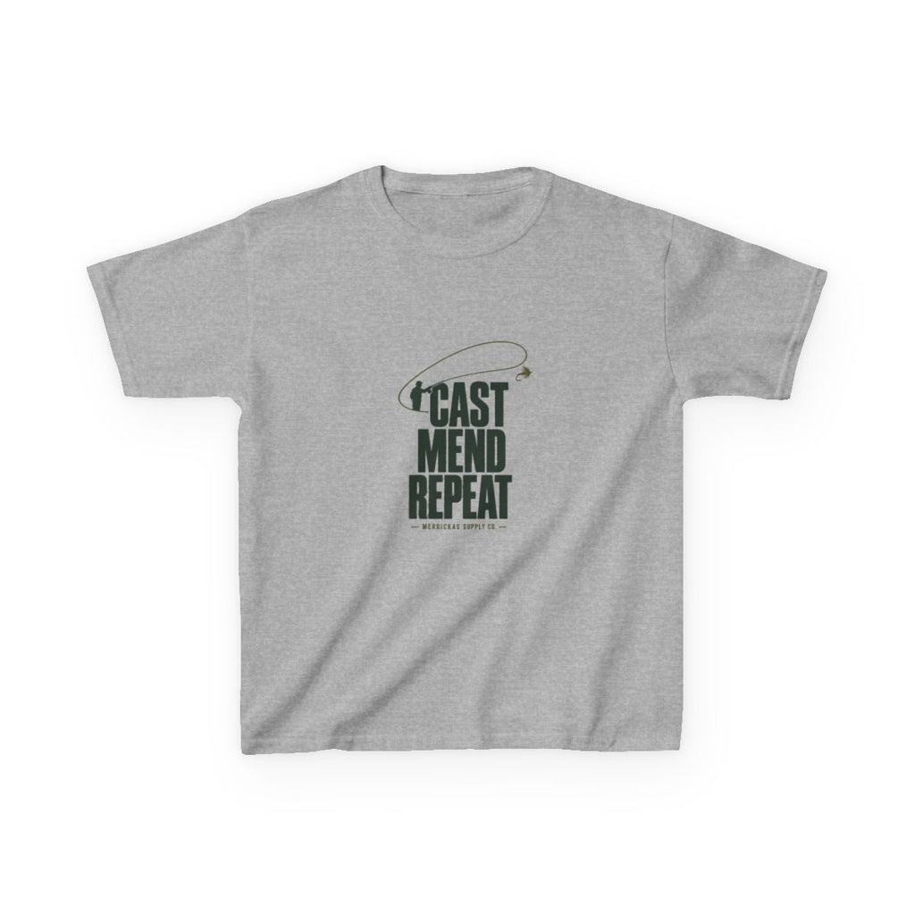 Cast Mend Repeat Kids Tee