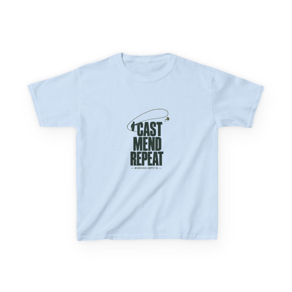 Cast Mend Repeat Kids Tee
