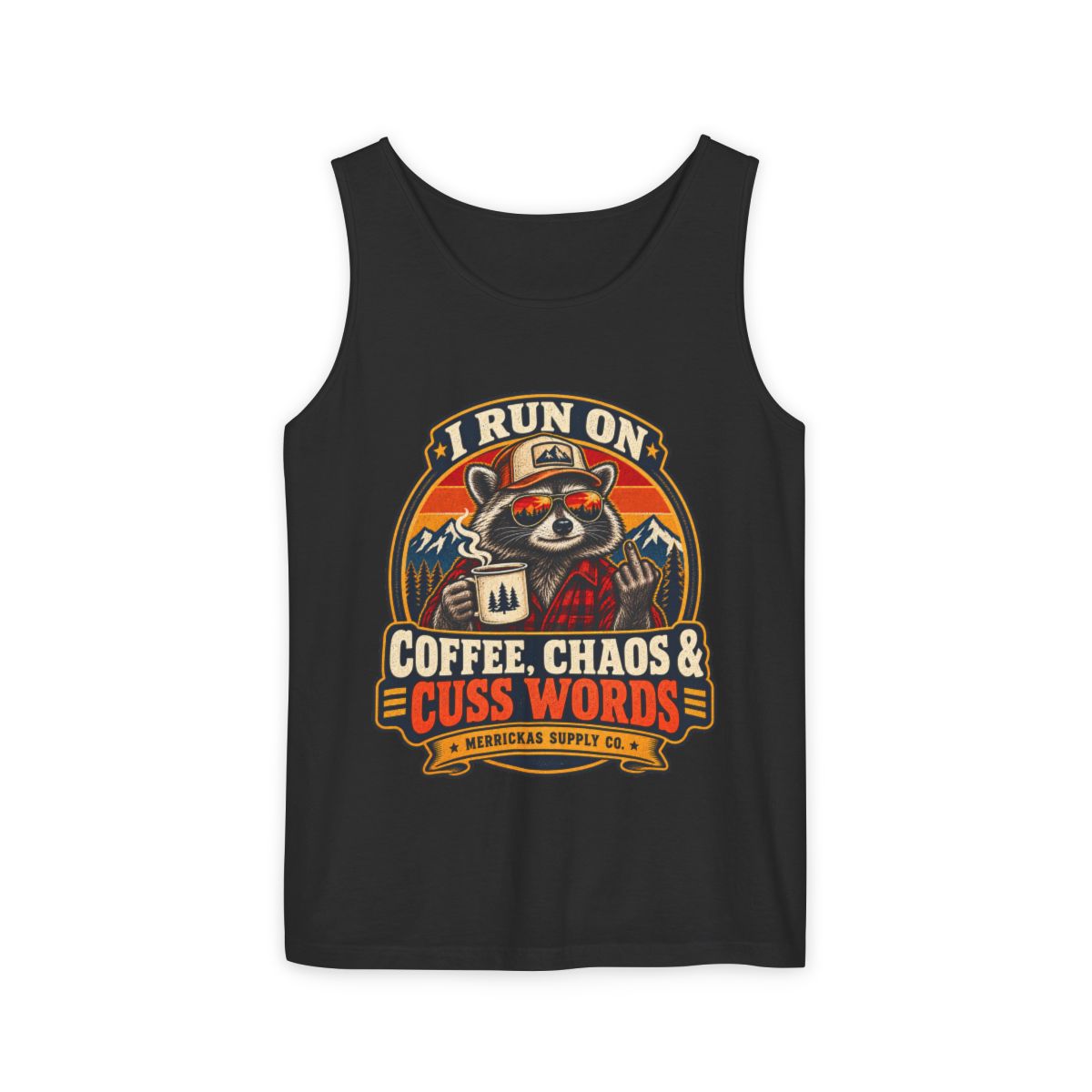 Coffee, Chaos & Cuss Words Garment-Dyed Tank