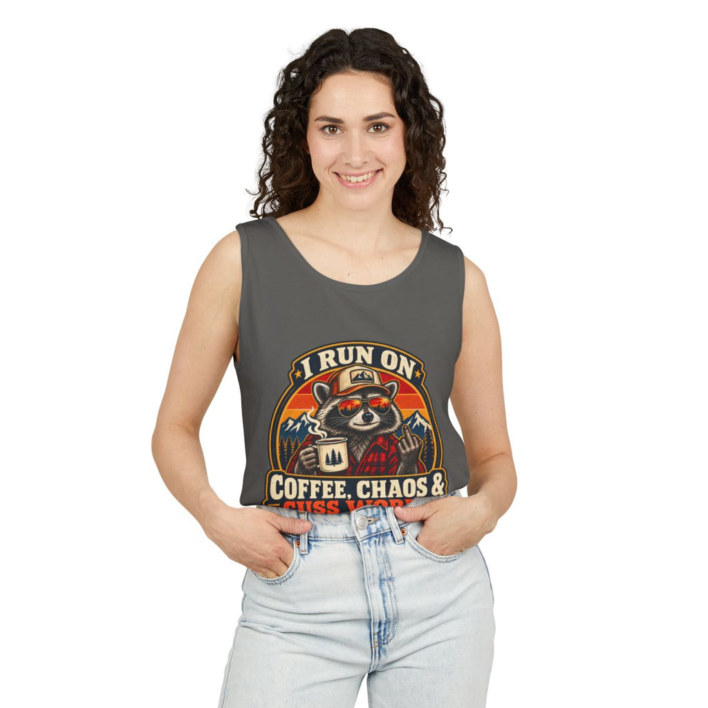 Coffee, Chaos & Cuss Words Garment-Dyed Tank