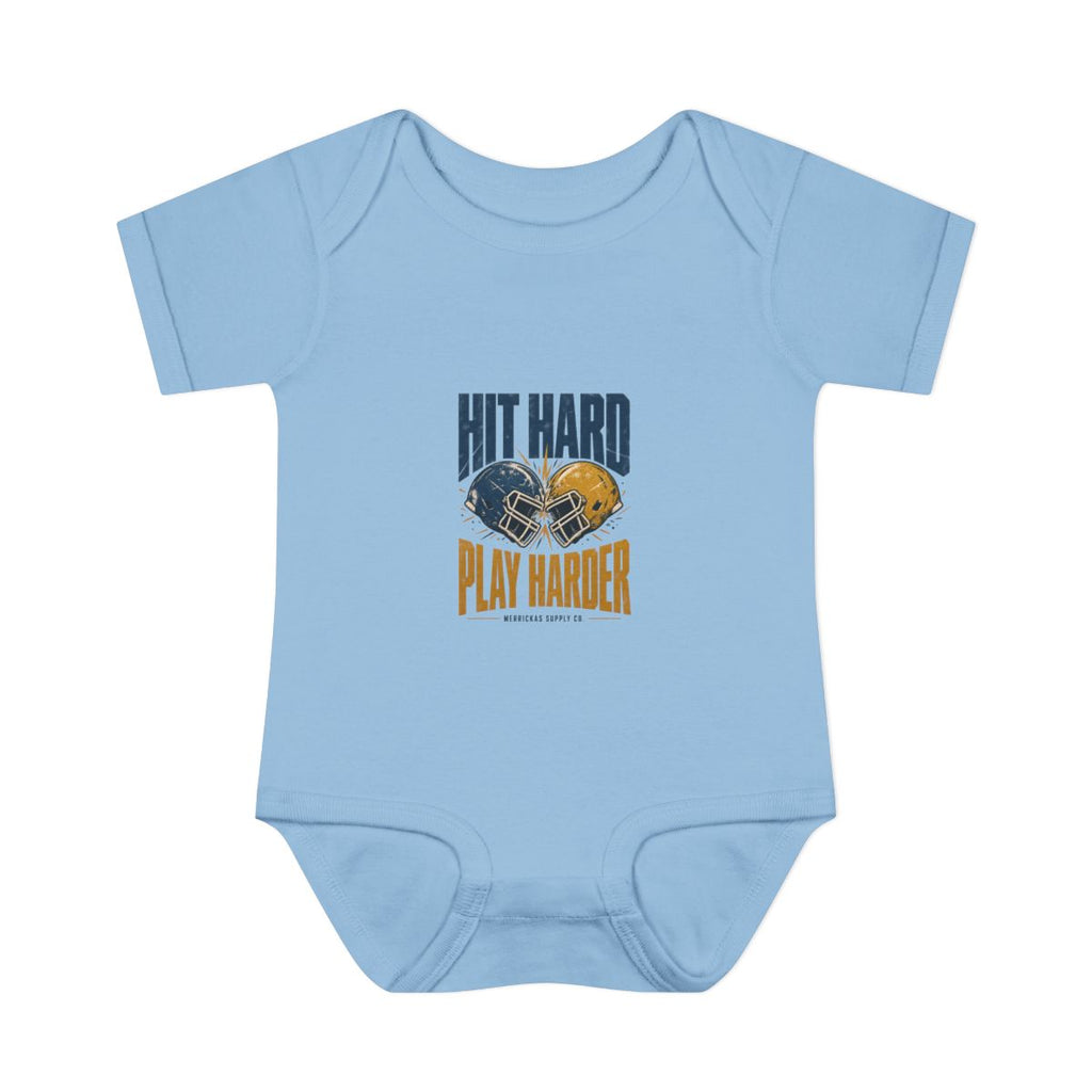 Hit Hard Play Harder Baby Onesie