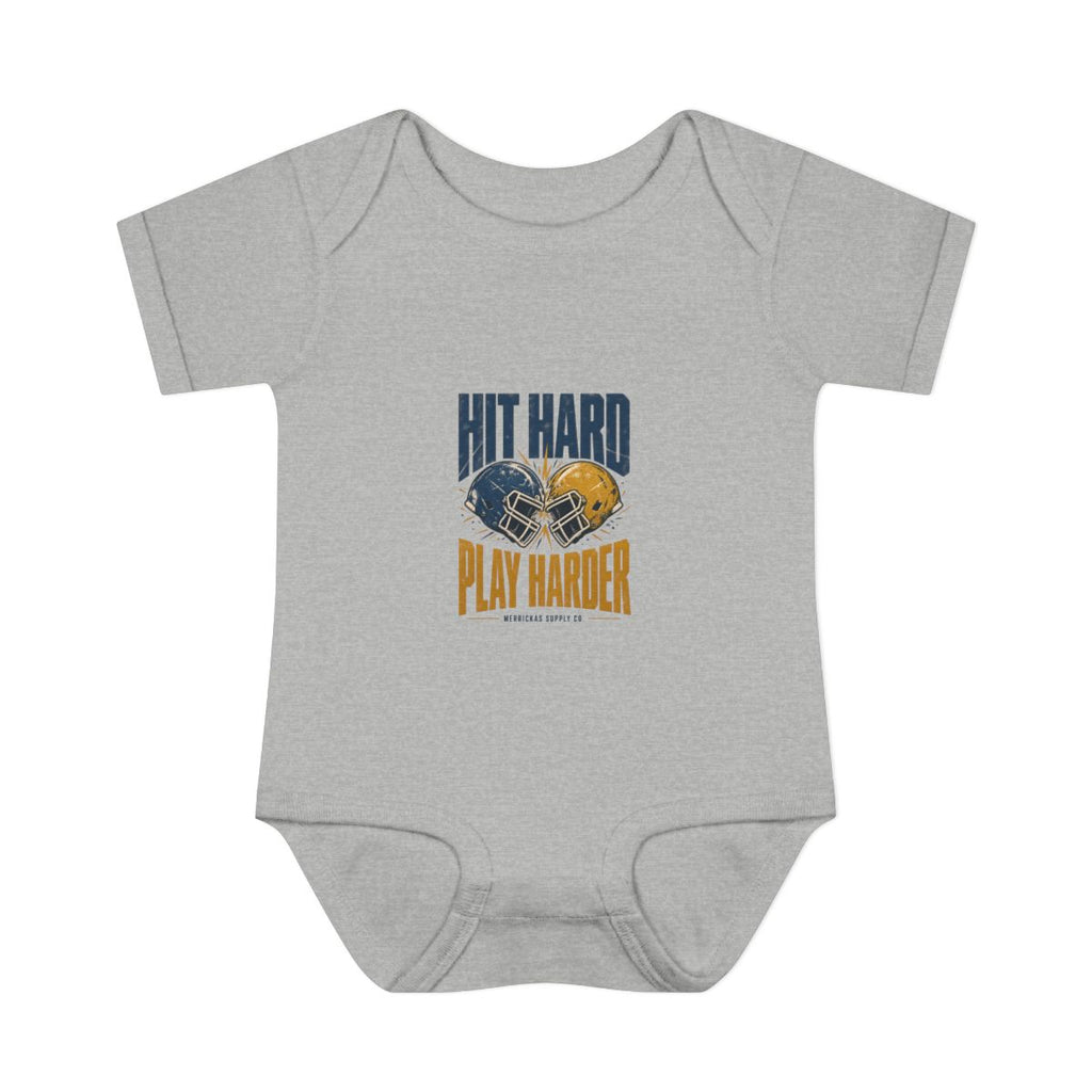 Hit Hard Play Harder Baby Onesie