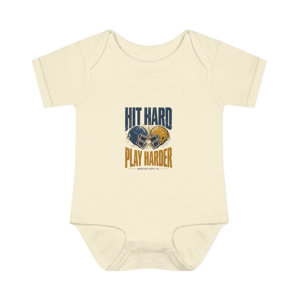 Hit Hard Play Harder Baby Onesie