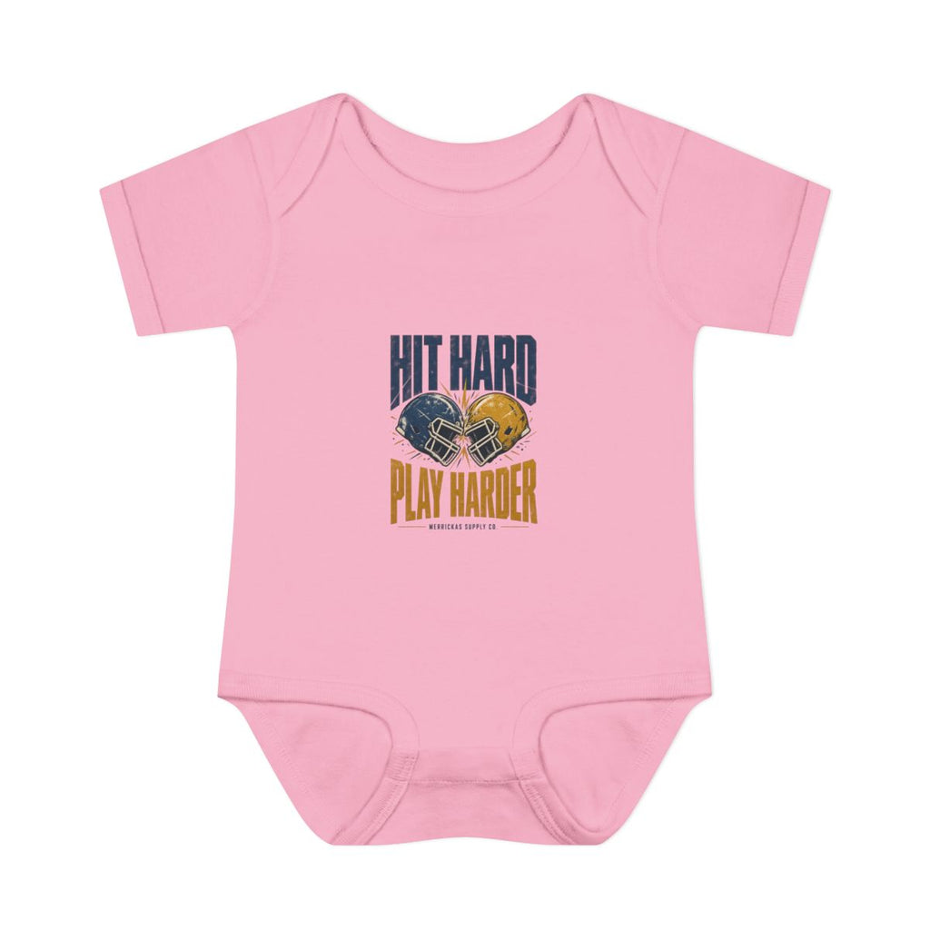 Hit Hard Play Harder Baby Onesie